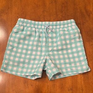 The Beaufort Bonnet Company Kids Mint Green and White Check Swim Trunks